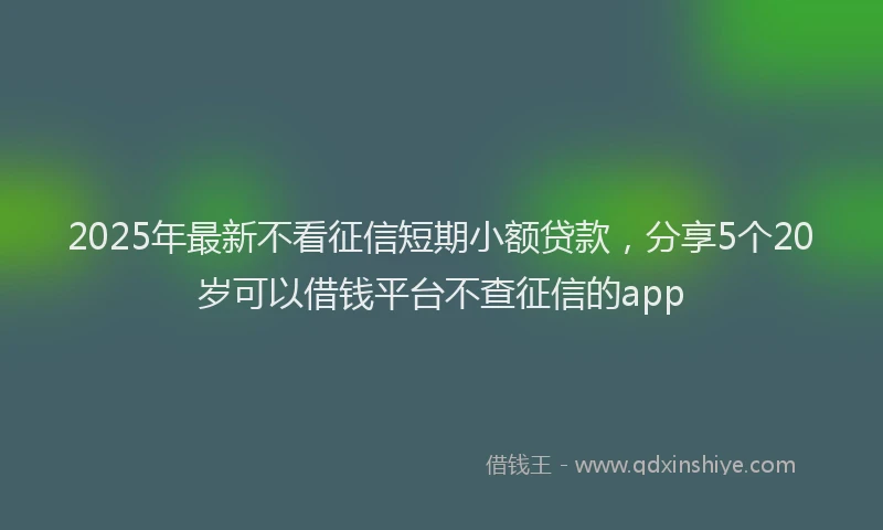 2025年最新不看征信短期小额贷款，分享5个20岁可以借钱平台不查征信的app