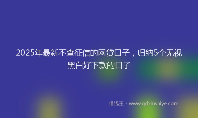 2025年最新不查征信的网贷口子，归纳5个无视黑白好下款的口子