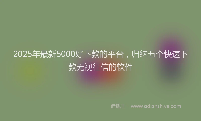 2025年最新5000好下款的平台，归纳五个快速下款无视征信的软件