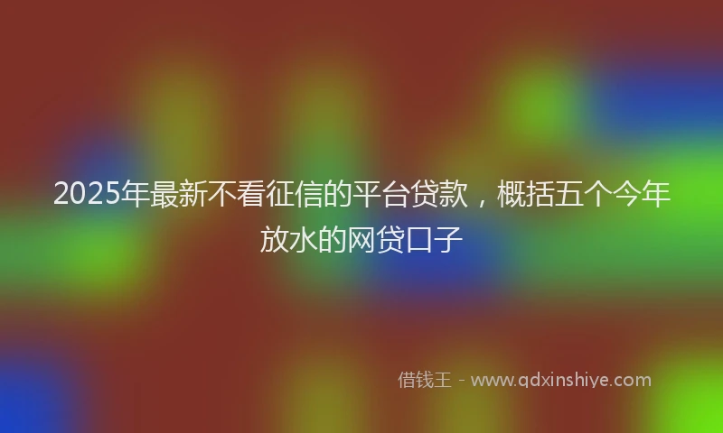 2025年最新不看征信的平台贷款，概括五个今年放水的网贷口子