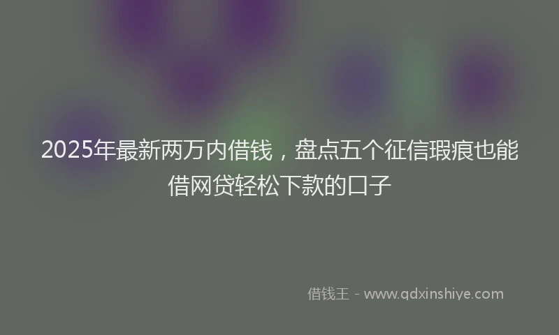 2025年最新两万内借钱，盘点五个征信瑕疵也能借网贷轻松下款的口子