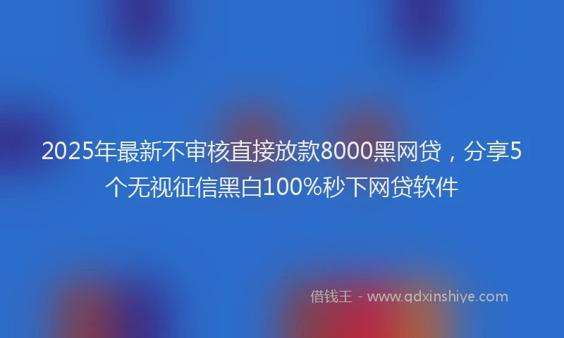 2025年最新不审核直接放款8000黑网贷，分享5个无视征信黑白100%秒下网贷软件