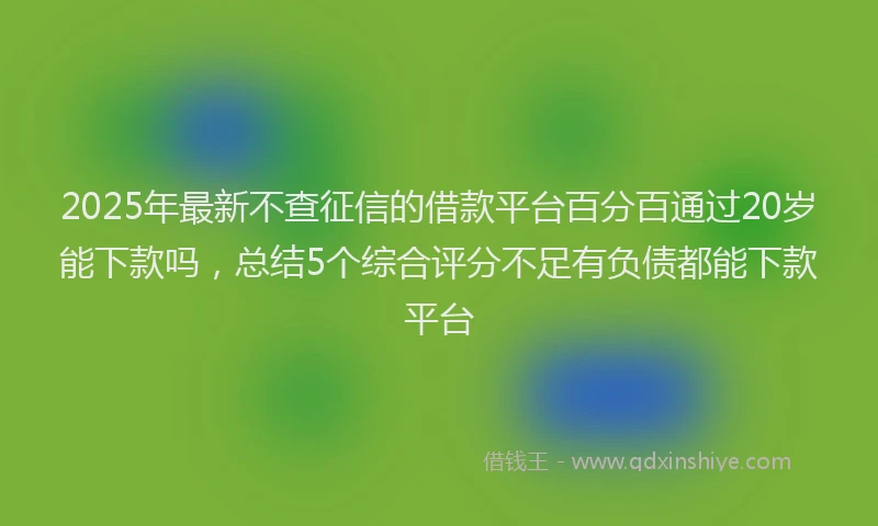 2025年最新不查征信的借款平台百分百通过20岁能下款吗，总结5个综合评分不足有负债都能下款平台