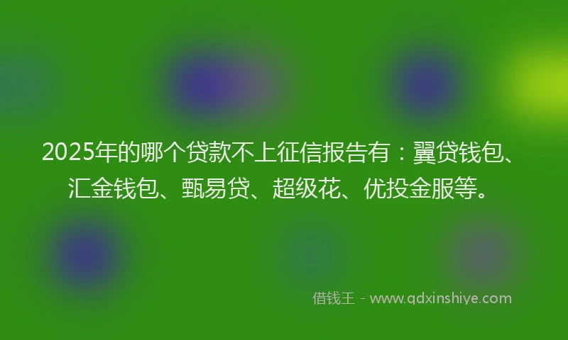 2025年的哪个贷款不上征信报告有：翼贷钱包、汇金钱包、甄易贷、超级花、优投金服等。