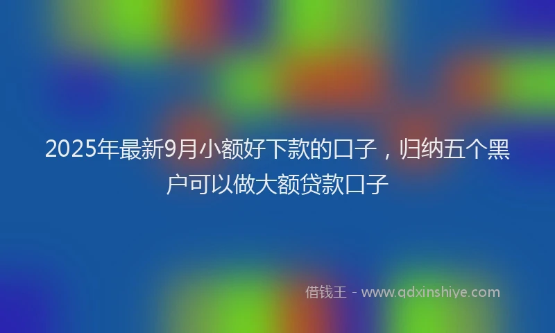 2025年最新9月小额好下款的口子，归纳五个黑户可以做大额贷款口子