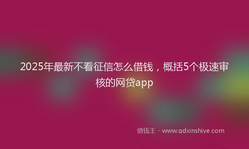 2025年最新不看征信怎么借钱，概括5个极速审核的网贷app