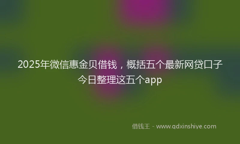 2025年微信惠金贝借钱，概括五个最新网贷口子今日整理这五个app