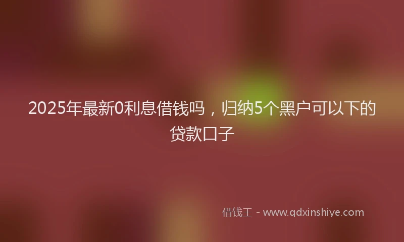 2025年最新0利息借钱吗，归纳5个黑户可以下的贷款口子