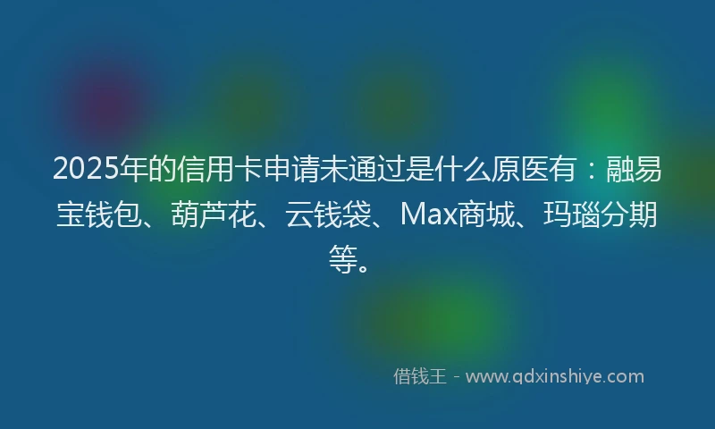 2025年的信用卡申请未通过是什么原医有：融易宝钱包、葫芦花、云钱袋、Max商城、玛瑙分期等。