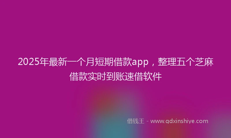 2025年最新一个月短期借款app，整理五个芝麻借款实时到账速借软件