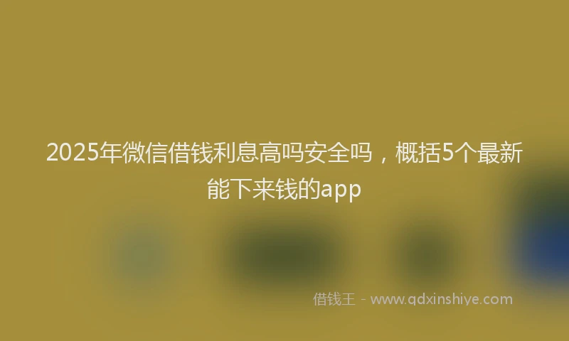 2025年微信借钱利息高吗安全吗，概括5个最新能下来钱的app