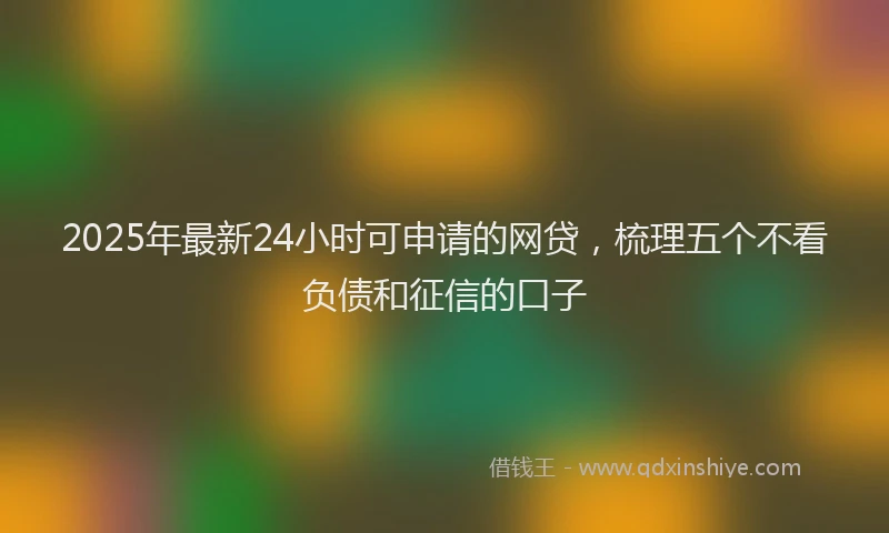 2025年最新24小时可申请的网贷，梳理五个不看负债和征信的口子