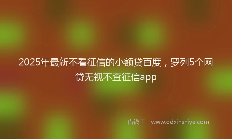 2025年最新不看征信的小额贷百度，罗列5个网贷无视不查征信app