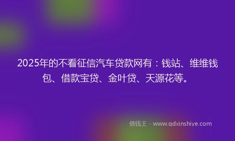 2025年的不看征信汽车贷款网有：钱站、维维钱包、借款宝贷、金叶贷、天源花等。