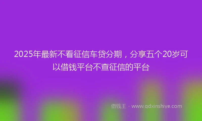 2025年最新不看征信车贷分期，分享五个20岁可以借钱平台不查征信的平台