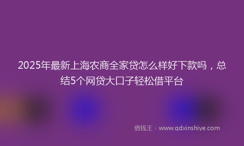 2025年最新上海农商全家贷怎么样好下款吗，总结5个网贷大口子轻松借平台