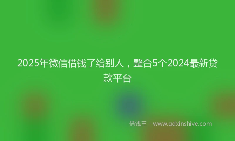 2025年微信借钱了给别人，整合5个2024最新贷款平台