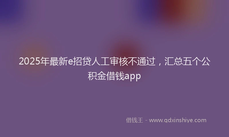 2025年最新e招贷人工审核不通过，汇总五个公积金借钱app