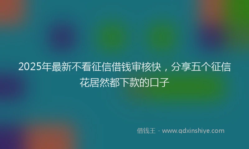 2025年最新不看征信借钱审核快，分享五个征信花居然都下款的口子