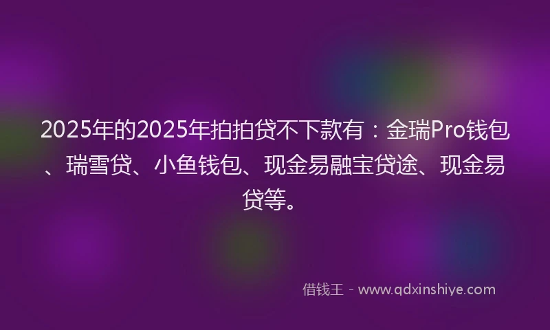 2025年的2025年拍拍贷不下款有：金瑞Pro钱包、瑞雪贷、小鱼钱包、现金易融宝贷途、现金易贷等。
