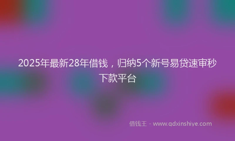 2025年最新28年借钱，归纳5个新号易贷速审秒下款平台