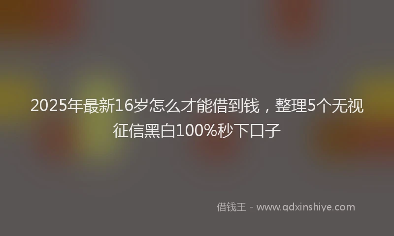 2025年最新16岁怎么才能借到钱，整理5个无视征信黑白100%秒下口子