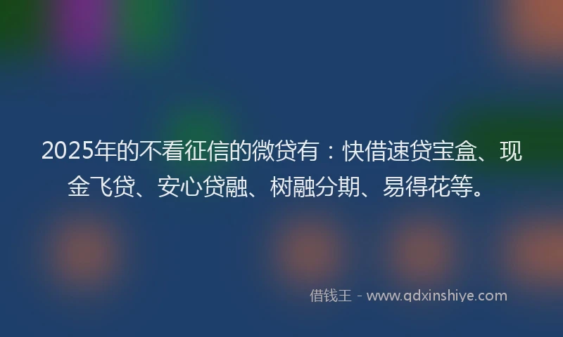 2025年的不看征信的微贷有：快借速贷宝盒、现金飞贷、安心贷融、树融分期、易得花等。