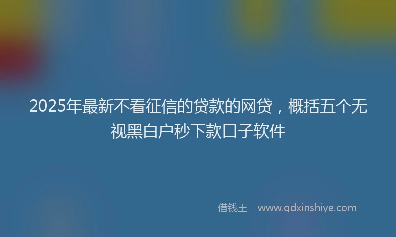 2025年最新不看征信的贷款的网贷，概括五个无视黑白户秒下款口子软件