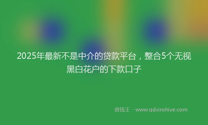 2025年最新不是中介的贷款平台，整合5个无视黑白花户的下款口子