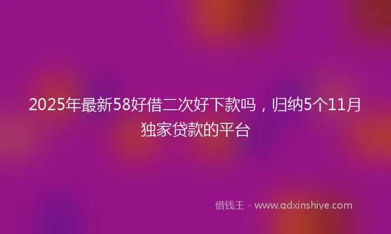 2025年最新58好借二次好下款吗，归纳5个11月独家贷款的平台