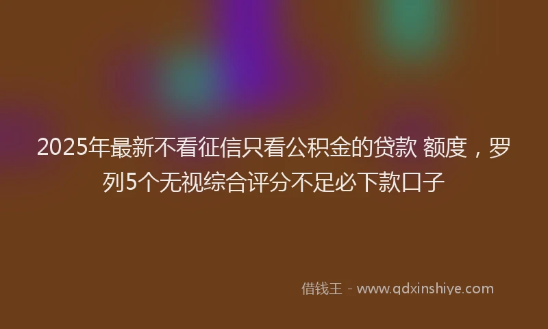 2025年最新不看征信只看公积金的贷款 额度，罗列5个无视综合评分不足必下款口子