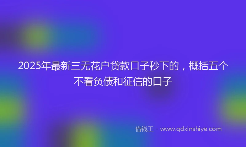 2025年最新三无花户贷款口子秒下的，概括五个不看负债和征信的口子