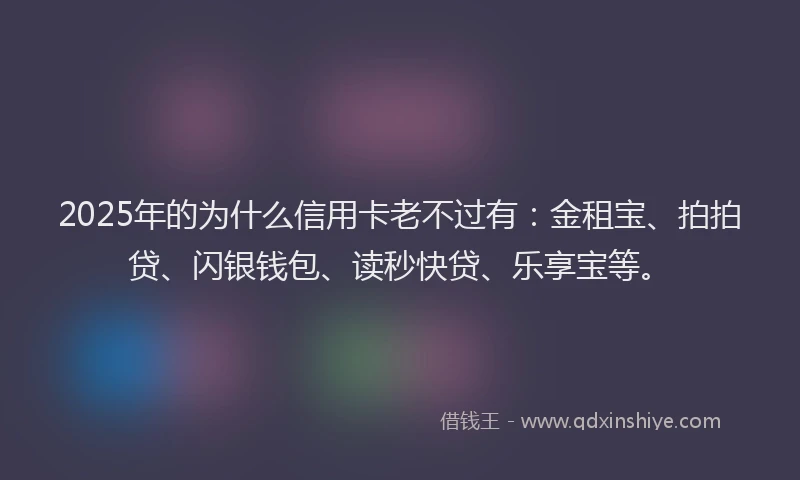 2025年的为什么信用卡老不过有：金租宝、拍拍贷、闪银钱包、读秒快贷、乐享宝等。