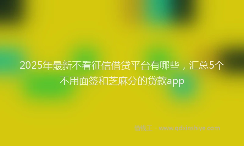 2025年最新不看征信借贷平台有哪些，汇总5个不用面签和芝麻分的贷款app