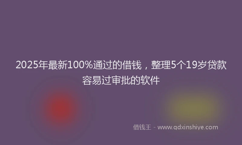 2025年最新100%通过的借钱，整理5个19岁贷款容易过审批的软件