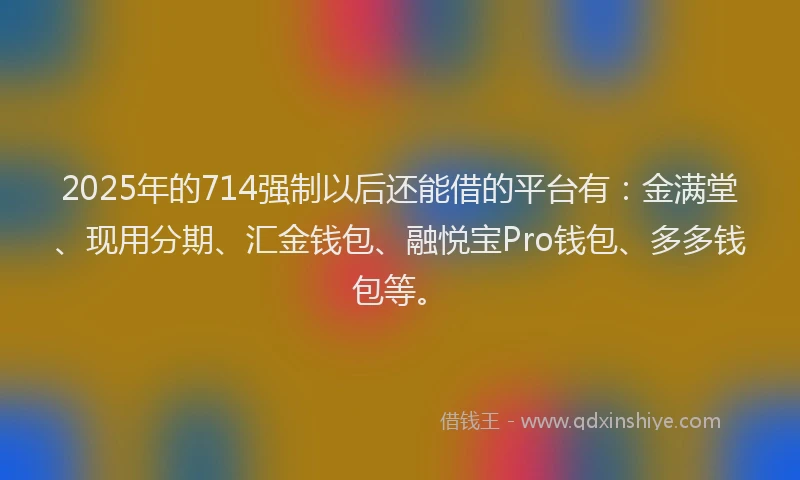 2025年的714强制以后还能借的平台有：金满堂、现用分期、汇金钱包、融悦宝Pro钱包、多多钱包等。