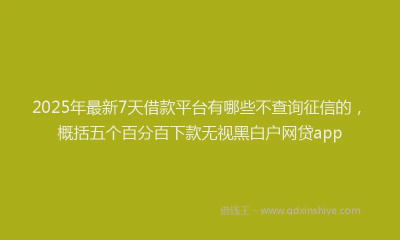 2025年最新7天借款平台有哪些不查询征信的，概括五个百分百下款无视黑白户网贷app