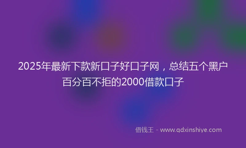 2025年最新下款新口子好口子网，总结五个黑户百分百不拒的2000借款口子