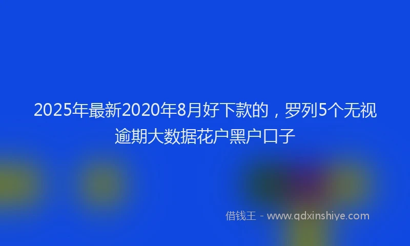 2025年最新2020年8月好下款的，罗列5个无视逾期大数据花户黑户口子