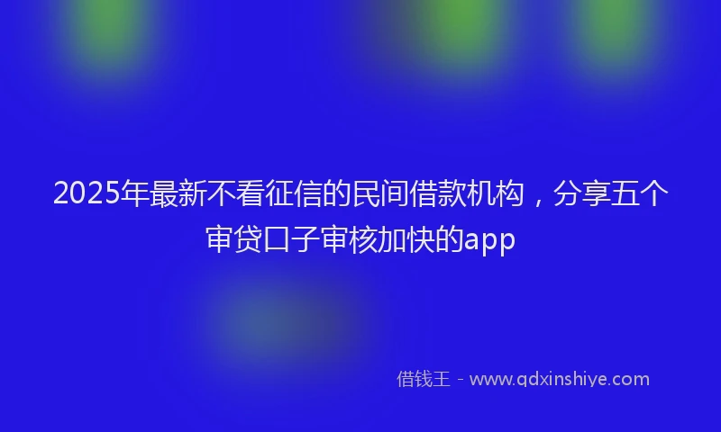 2025年最新不看征信的民间借款机构，分享五个审贷口子审核加快的app