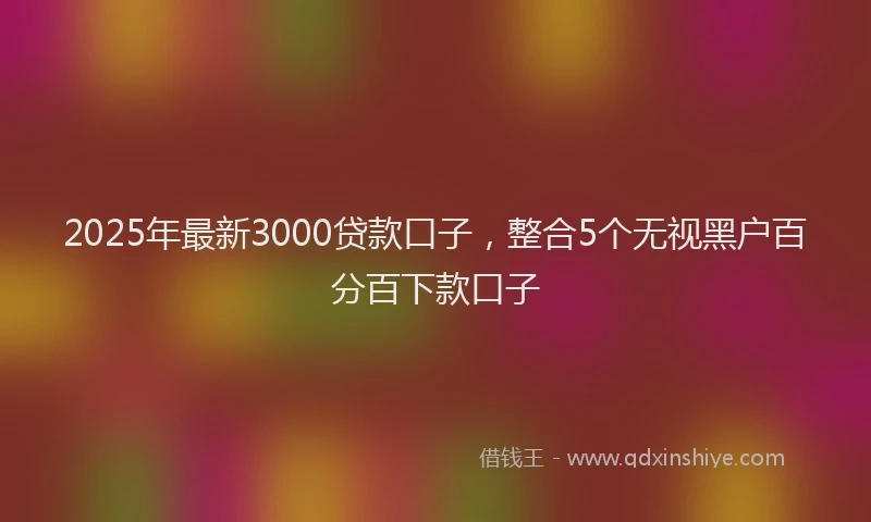 2025年最新3000贷款口子，整合5个无视黑户百分百下款口子