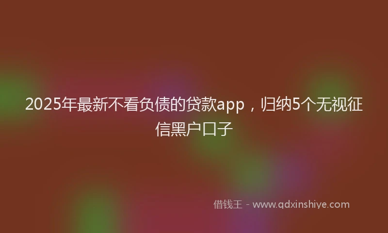 2025年最新不看负债的贷款app，归纳5个无视征信黑户口子