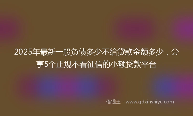 2025年最新一般负债多少不给贷款金额多少，分享5个正规不看征信的小额贷款平台