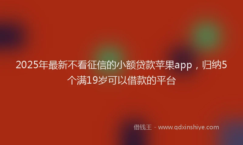 2025年最新不看征信的小额贷款苹果app，归纳5个满19岁可以借款的平台