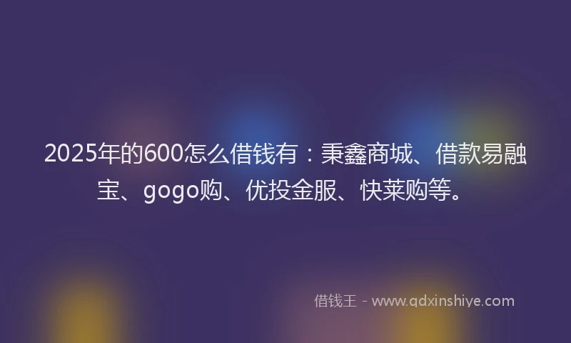 2025年的600怎么借钱有：秉鑫商城、借款易融宝、gogo购、优投金服、快莱购等。