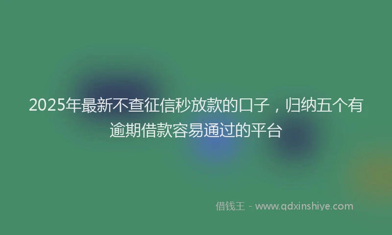 2025年最新不查征信秒放款的口子，归纳五个有逾期借款容易通过的平台