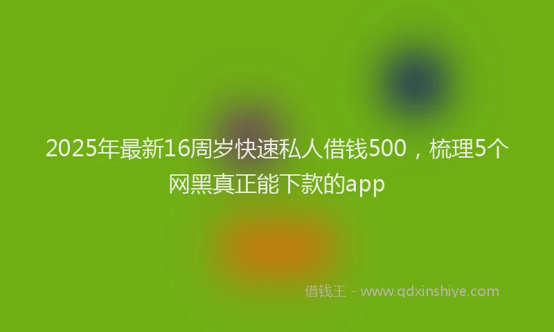 2025年最新16周岁快速私人借钱500，梳理5个网黑真正能下款的app
