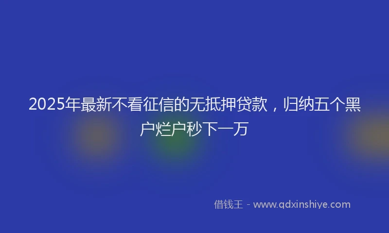 2025年最新不看征信的无抵押贷款，归纳五个黑户烂户秒下一万