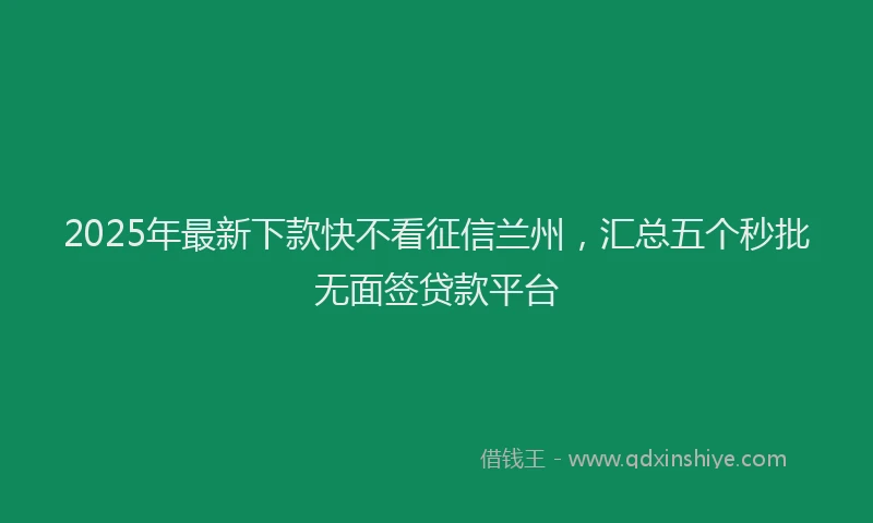 2025年最新下款快不看征信兰州，汇总五个秒批无面签贷款平台