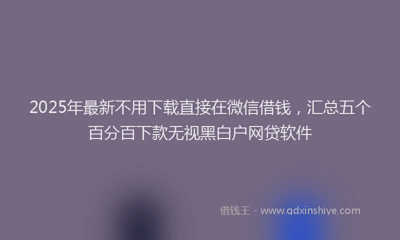 2025年最新不用下载直接在微信借钱，汇总五个百分百下款无视黑白户网贷软件